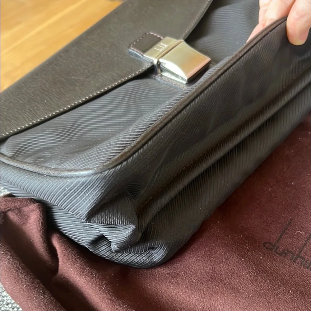 Dunhill Black Leather / fabric clutch with adjustable strap